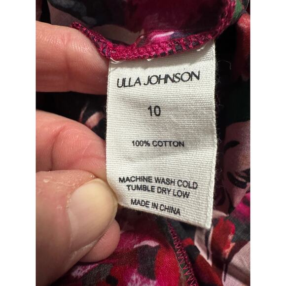 ULLA JOHNSON Nadira Short Sleeve Mini Dress in Hibiscus Size 10 - Picture 6 of 7